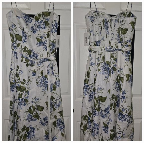NWT Reformation Kieryn Linen Dress in Riviera Size 10 - Picture 3 of 7